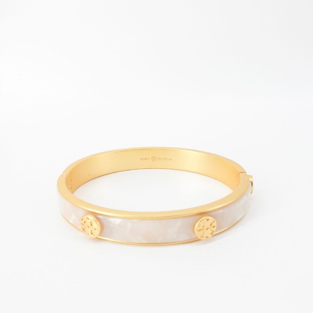 Tory Burch Miller Semiprecious Hinge Studded Bracelet Mother of Pearl OS - Picture 8 of 14